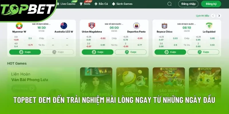 Topbet đem đến trải nghiệm hài lòng ngay từ những ngày đầu Topbet đem đến trải nghiệm hài lòng ngay từ những ngày đầu