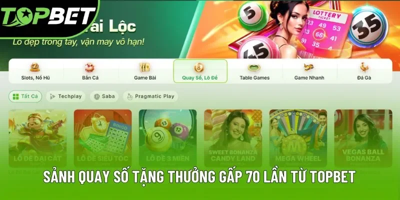 Sảnh quay số tặng thưởng gấp 70 lần từ Topbet Sảnh quay số tặng thưởng gấp 70 lần từ Topbet